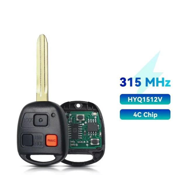 1998-2002 Toyota Land Cruiser / 3-Button Remote Head Key / 4C Chip / PN: 89070-60090 / HYQ1512V (AFTERMARKET)